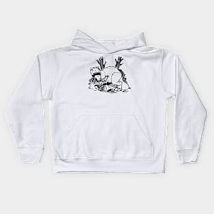 dinosaurs and robots - black version Kids Hoodie